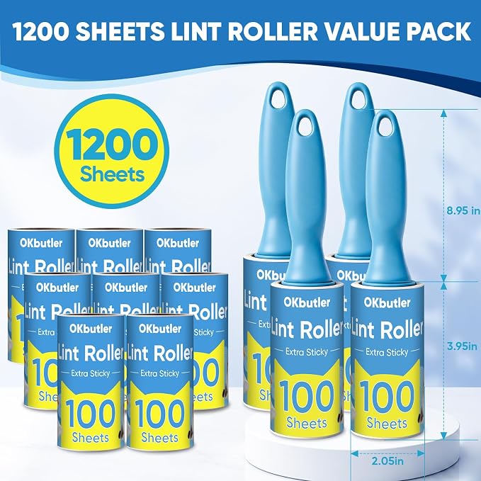 1200 Sheets Lint Roller for Pet Hair, Lint Remover Extra Sticky | Extra Sticky - Image 2