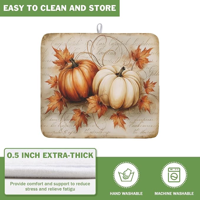 Fall Pumpkin Dish Drying Mat 16X18 Inch Vintage Autumn Drying Mat - Image 5