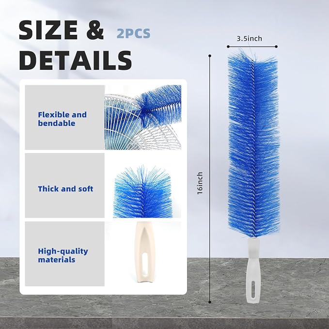 Fan Cleaning Brush, CN1ST 2PCS Brush Reusable Removes Dirt from Fans, Air - Image 3