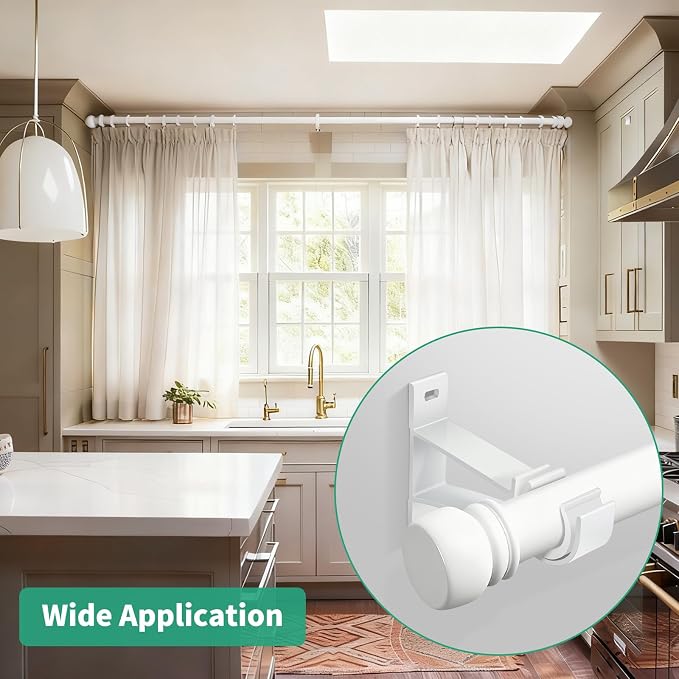KOLAKO Curtain Rod Bracket White Curtain Rod Holders Brackets Heavy Duty Single - Image 9