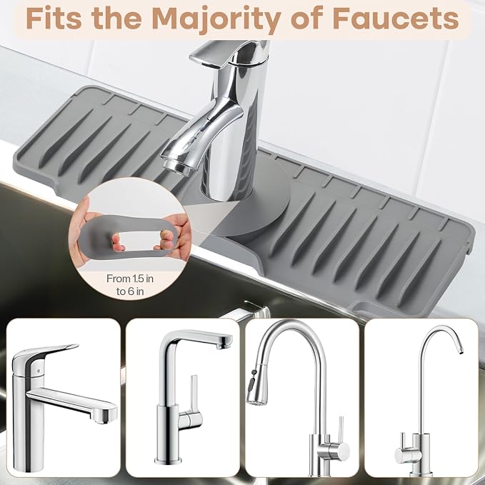 15.75 Inch Kitchen Sink Faucet Mat, Sink Protector&Splash Guard | Silicone - Image 4