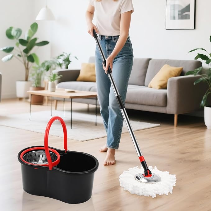 Spin Mop and Bucket with Wringer Set, 360° Mop and Bucket System with 3 - Image 6
