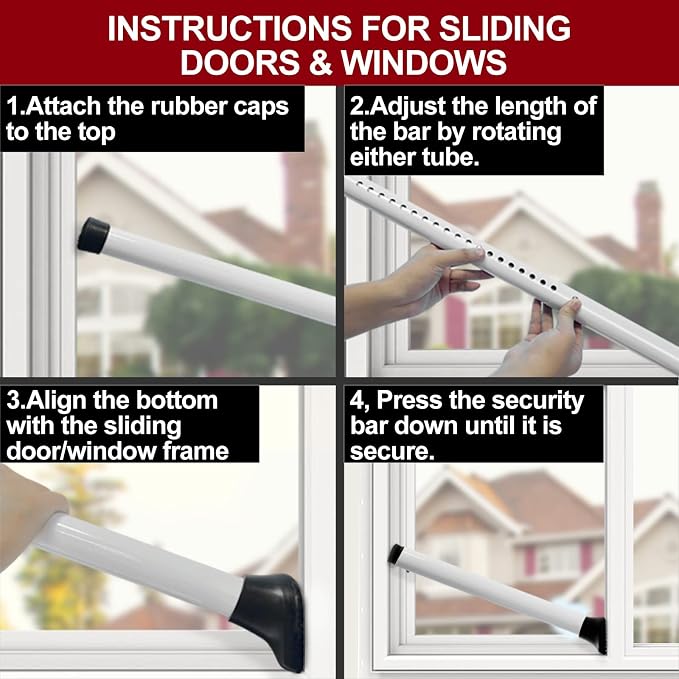 AceMining Upgraded Door Security Bar & Sliding Patio Bar, Heavy Duty Stoppers - Image 9