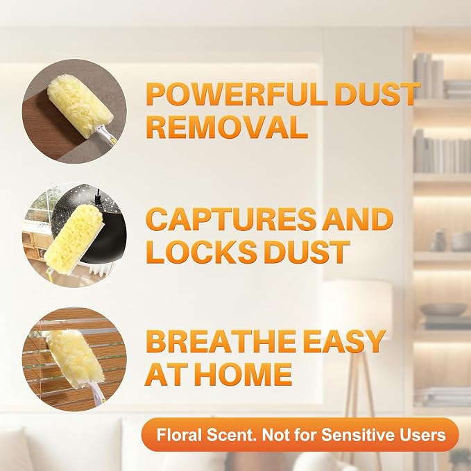 JOYMOOP Scented Telescopic Duster kit, 3FT Extendable Handle + 4 Yellow Refills - Image 3