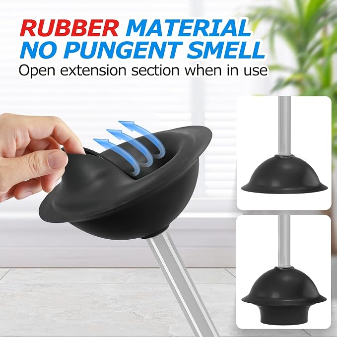FORASTO 2 in 1 Toilet Plunger and Brush Set, Extended Handle Plunger, Toilet - Image 4