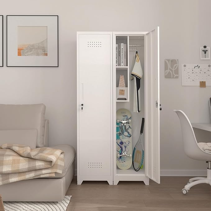 Tall Storage Cabinets,Slim Bathroom Cabinet with Door,Skinny Cabinet with Storage Systems for Laundry,Home Office,White