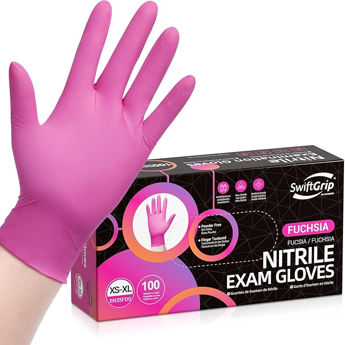 SwiftGrip Powder-Free Nitrile Gloves, Disposable Nitrile Gloves, Latex-Free by SwiftGrip