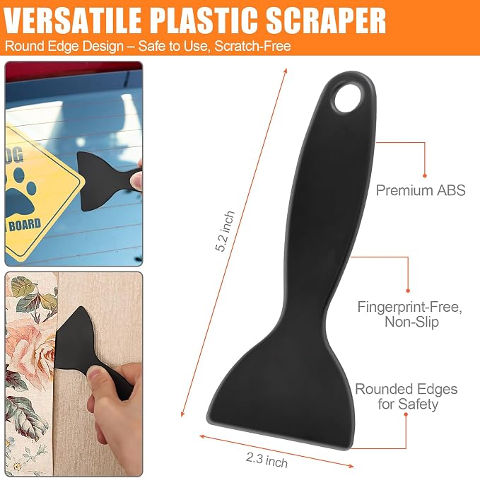 NECAMOCU 4 Pack Razor Blade Scraper, Includes 50 PCS Metal & Plastic Blades | - Image 4