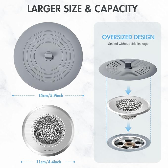 Shower Drain Cover Bathtub Stopper, 4.4" Hair Catcher - Image 3