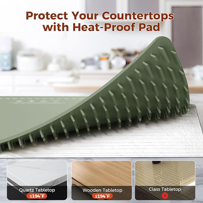 Graphene Warming Mat for Food - Fast Full Surface Heating Electric Warming Tray, Portable Food Warmer for Parties Buffet with 6 Temperature and Timer Settings, Gifts for Mom Wife, Green