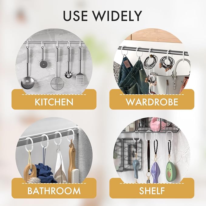 Amazer White Shower Curtain Hooks Rings, Plastic Shower Curtain Hooks - Image 6