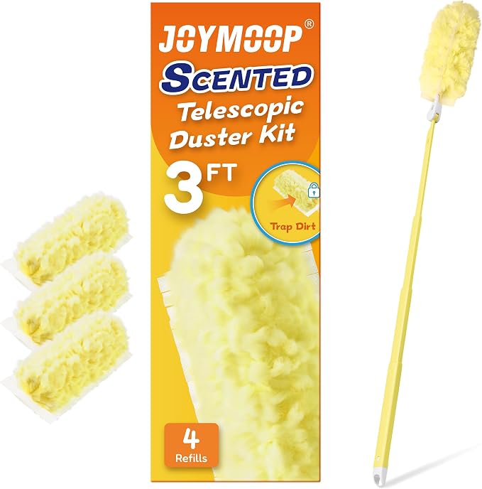 JOYMOOP Scented Telescopic Duster kit, 3FT Extendable Handle + 4 Yellow Refills by JOYMOOP