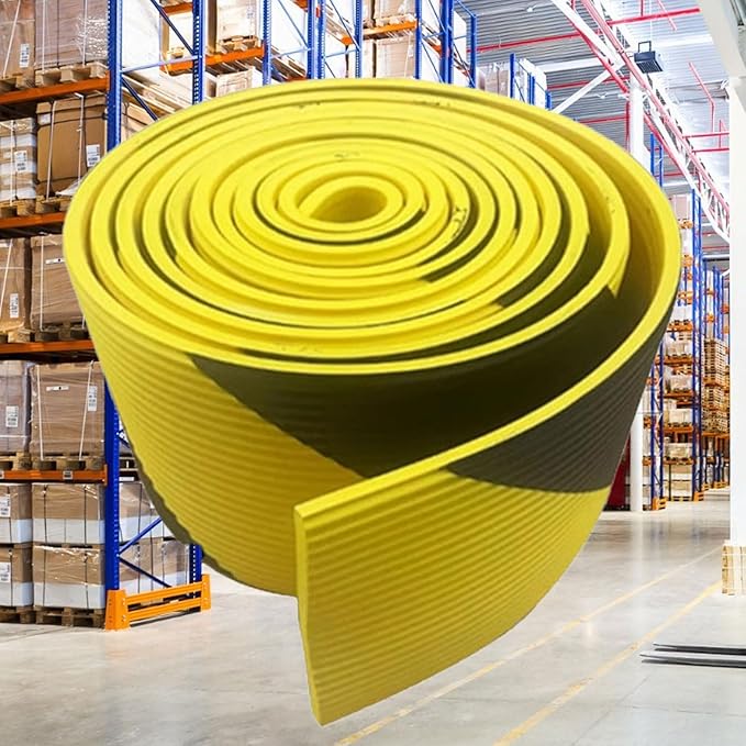 Heavy Duty Wall & Corner Guards 5m Corrugated Self-Adhesive NBR Rubber Protection with Yellow/Black Stripes for Parking Columns & Garage Safety(2PCS,20 cm)