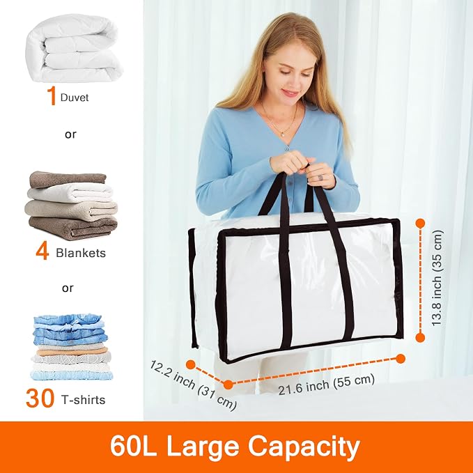 5 Pack Clear Clothes Storage Bags - Image 2