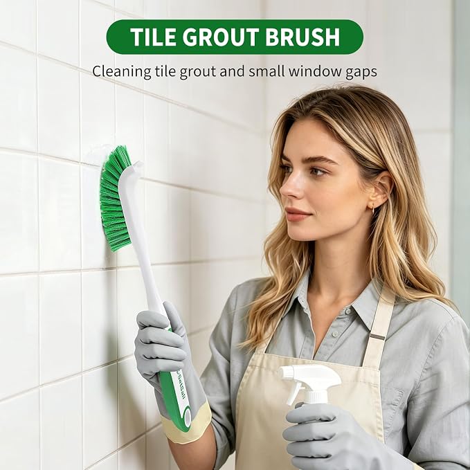 Scrub Brush Set of 4 Pack, Heavy Duty Shower Cleaning Brush Set - Image 5