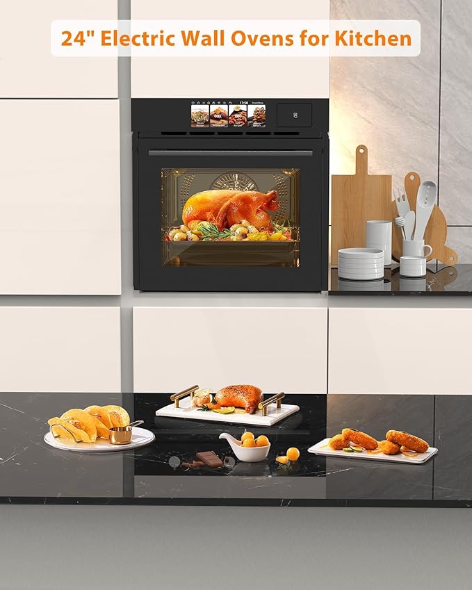 24 in Built-in Steam Oven,70 L Electric Wall Oven with TFT Display & Air Fry,1℃ Precision,108 Menus,Enamel Cavity