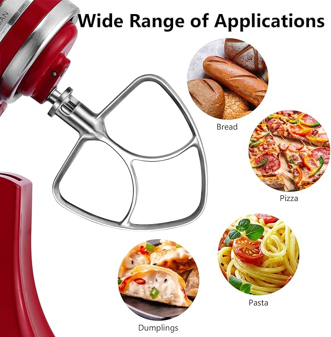 Stainless Steel Paddle Attachment for Kitchen aid Stand Mixers 4.5-5 Quart, Flex Edge Beater for KitchenAid, Dishwasher Safe