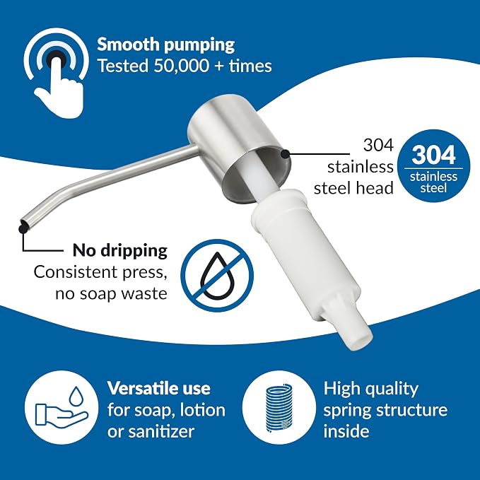 Soap Dispenser for Kitchen Sink, Stainless Steel Countertop Dish Soap Dispenser - Image 7