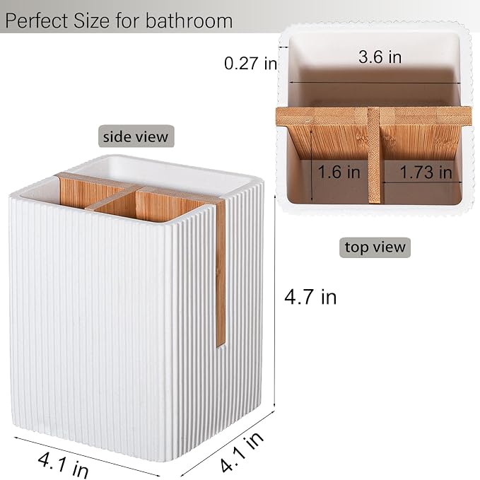 Toothbrush Holders for Bathroom, 3 Slots Toothbrush Organizer Stand, Toiletries - Image 5