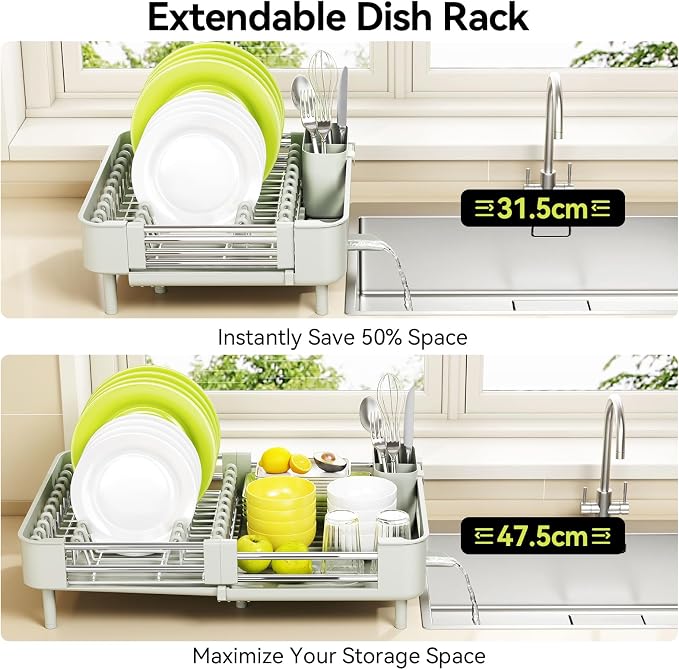 Urackify Extendable Stainless Dish Drying Rack - Image 4