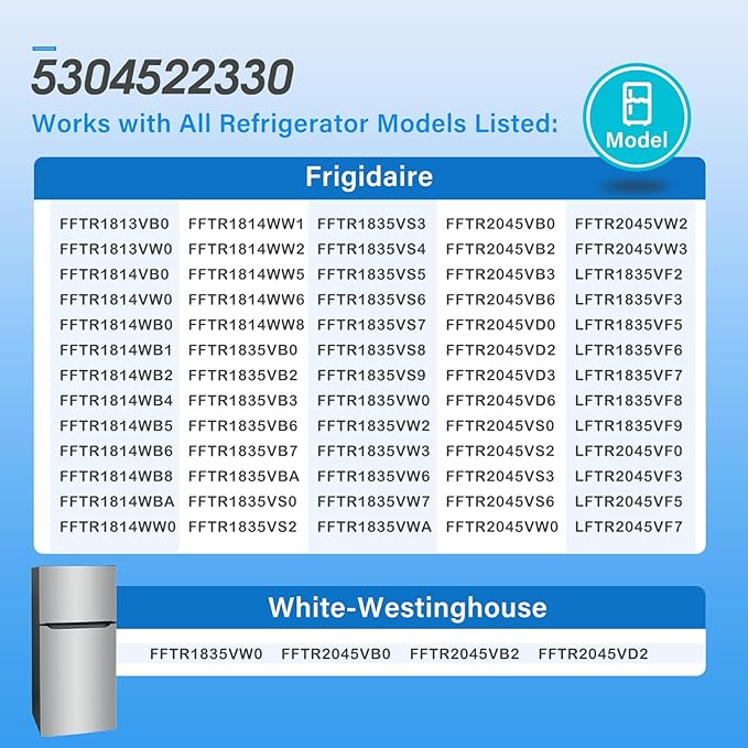 OEM 5304522330 4961212 Refrigerator Temperature Control Thermostat Compatible with Frigidaire and White-Westinghouse Refrigerator, Replacement Part AP6976293 PS12731508 EAP12731508 PD00064283