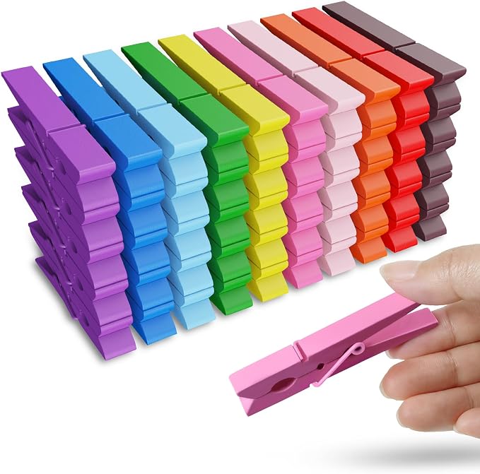50PCS Colored Wooden Clothespins 2.9 Inch Color Clothes Pins by HONGYUTAI