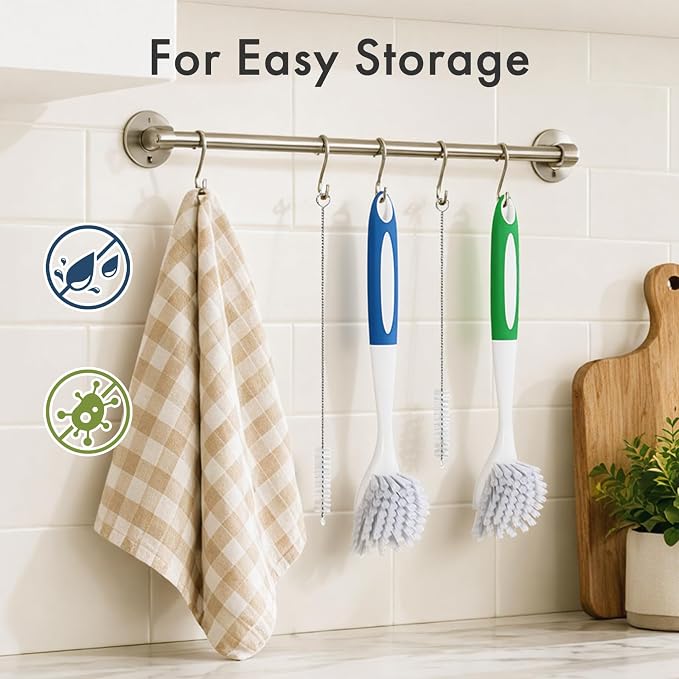 4 Pack Dish Brush with Handle, Kitchen Scrub Brushes - Image 7