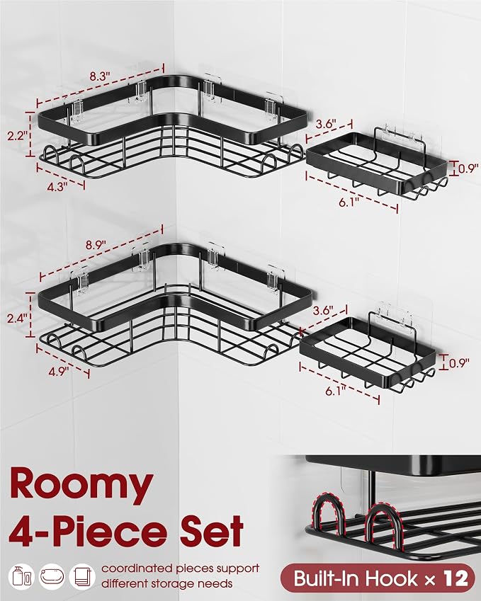 Sakugi Corner Shower Caddy, Soap & Toothbrush Holder - Image 2