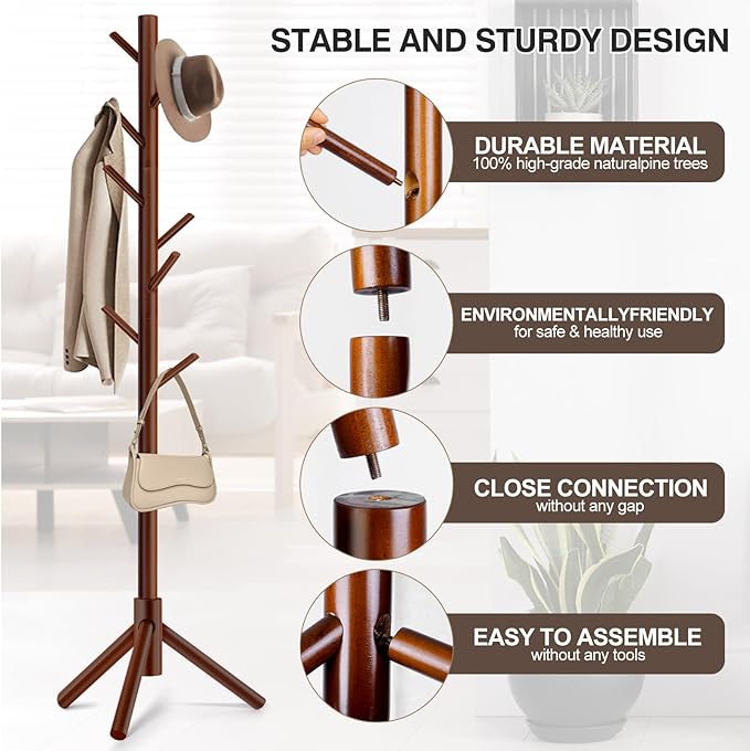 WANGMUXIA Coat Rack, Freestanding Coat Rack - Image 3