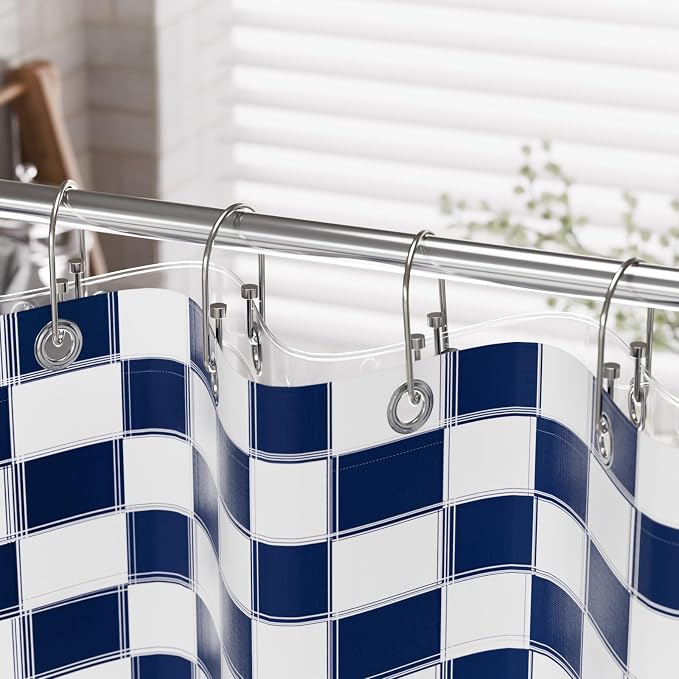 AmazerBath Shower Curtain Hooks, Nickel Double Hook Shower Curtain Hooks Rust - Image 9