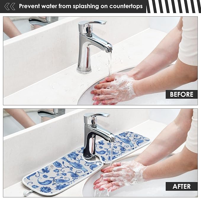 Sink Mat for Faucet Sink Splash Guard Faucet Handle Drip Catcher for Kitchen - Image 6