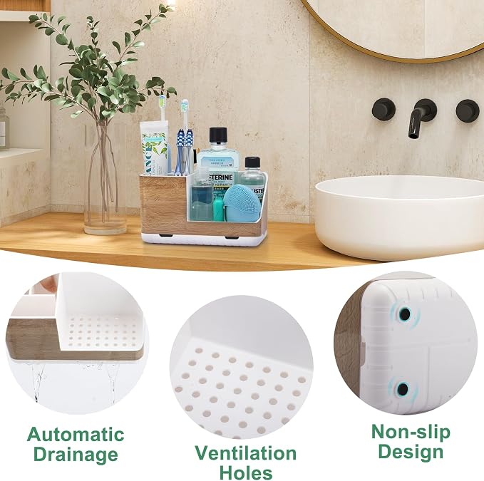 Toothbrush Holders for Bathrooms Countertop Organizer | Easy To Clean, - Image 3