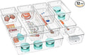12 Pack Clear Drawer Organizer Set, Drawer Storage Trays, Storage Bins | by WOWBOX