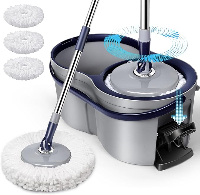 Spin Mop and Bucket Set, Masthome EasyWring Microfiber Spin Mop by Masthome