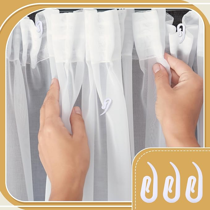 Wonderjune 300 Pcs White Plastic Curtain Hooks - Image 5