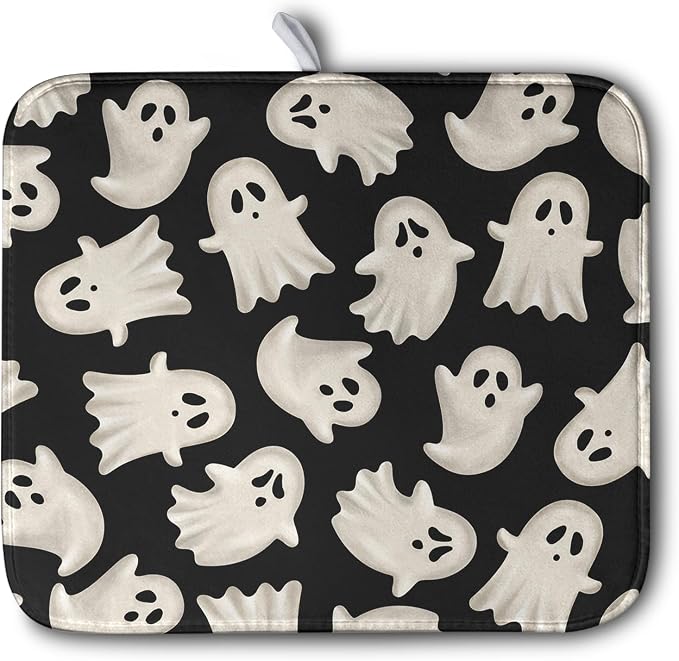 Cute Ghost Halloween Dish Drying Mat by Kwlegh