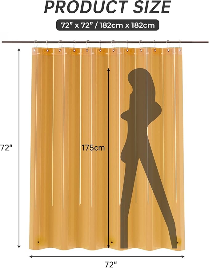AmazerBath Shower Curtain Liner, 72x72 Transparent Orange Shower Liner - Image 6