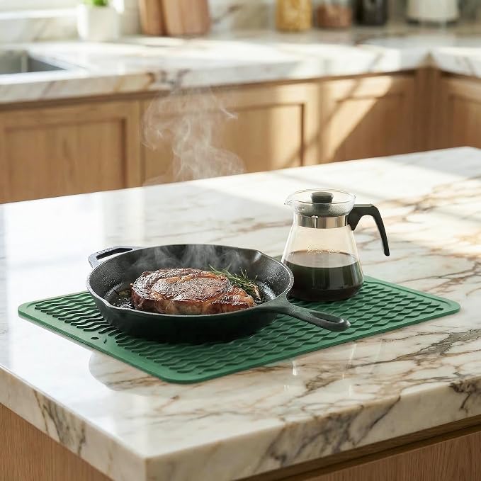 MicoYang Silicone Dish Drying Mat — Quick-Dry Ridges Counter & Sink Pad - Image 7