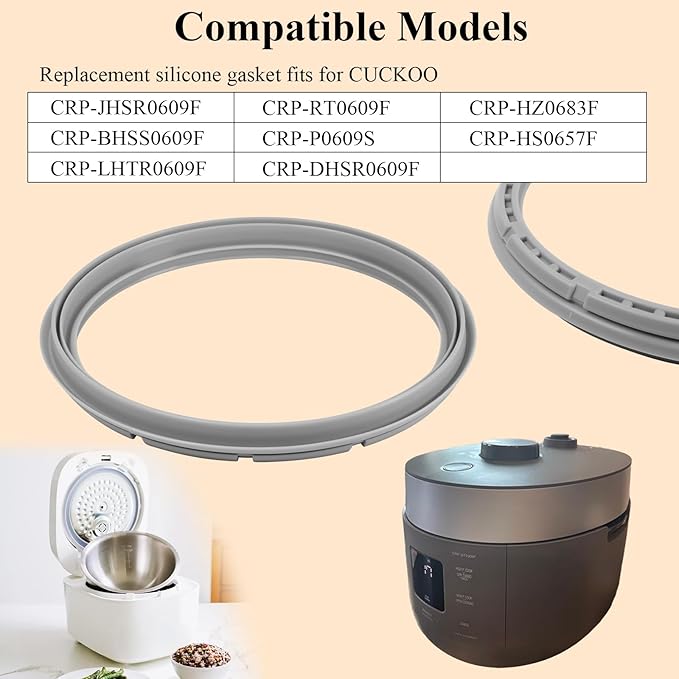 1 Pc Silicone Pressure Rice Cooker Gasket Fits for 6-Cup CUCKOO IH Pressure Rice Cooker CCP-DH06, Replacement Dual Motion Rubber Packing Ring, Replacement Rubber Packing/Gasket, for Rice Cookers