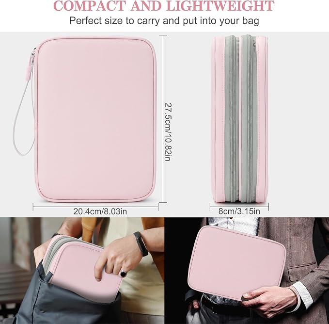 FYY Electronic Organizer, Travel Tech Pouch Bag, Extra Large, Light Pink | - Image 2