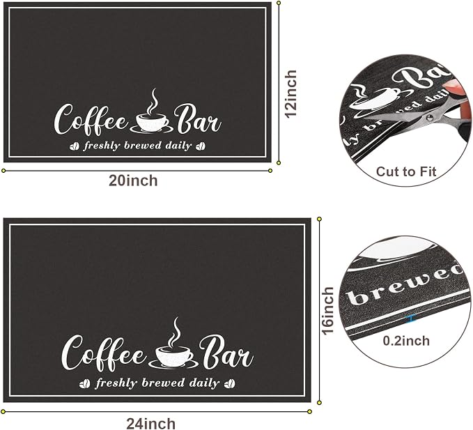 CooRug Fashion Coffee Mat, Dish Drying Mat 12" x 20" Black | Hide Stain - Image 6
