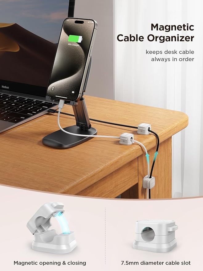 JOYROOM 9 Pack Magnetic Cable Clips, Cord Organizer Adhesive Wire Holder | Home - Image 2