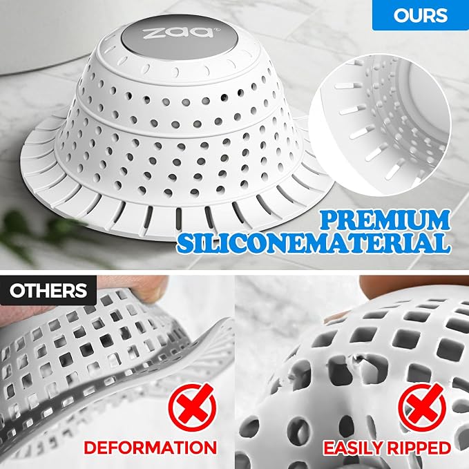 Bathtub Drain Strainer Silicone Bathroom Stopper Fixture Accessories | White - Image 5