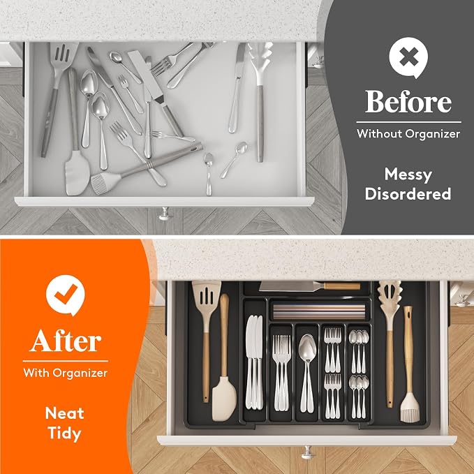 Lifewit Expandable Silverware Drawer Organizer, Kitchen Utensil Tray | BPA-free - Image 8