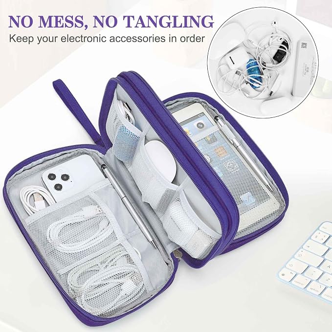 FYY Electronic Organizer, Travel Tech Pouch Bag, Waterproof, Double Layers - Image 5