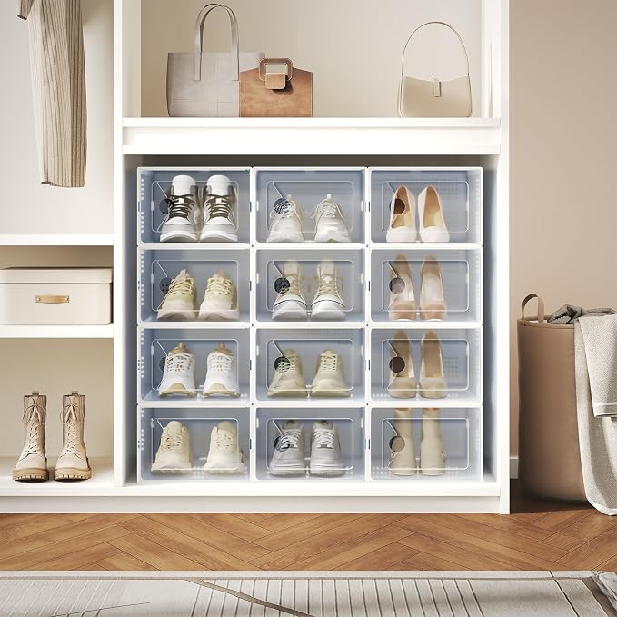 DUMOS Shoe Storage Boxes, 15 Pack Stackable Clear Shoe Containers - Image 5