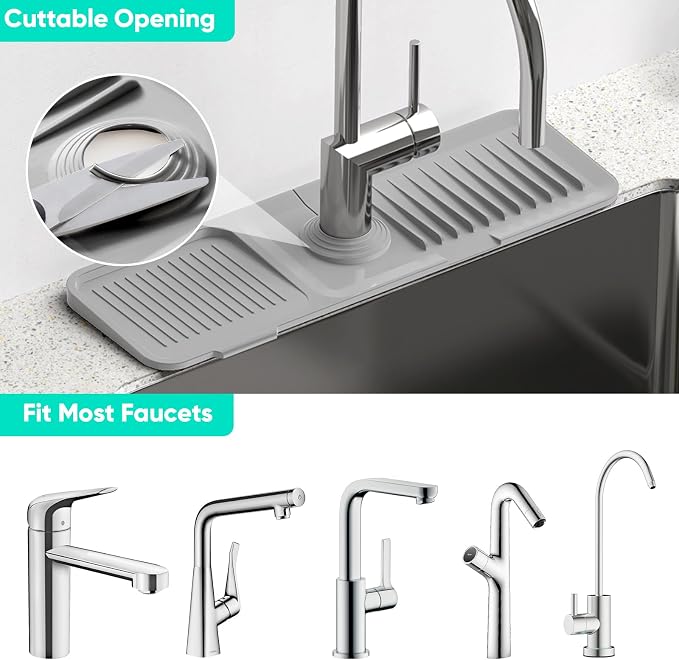 17.7'' Faucet Mat for Kitchen Sink Kitchen Sink Splash Guard Silicone Kitchen - Image 5