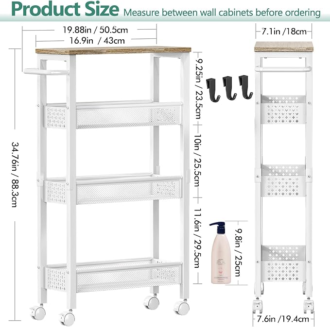 Vivihomety 4-Tier Slim Utility Rolling Laundry Cart - Image 4