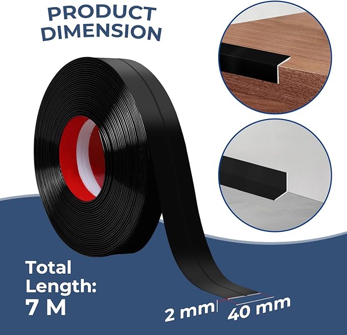 Storystore Wall Corner Protector Moulding Trim 1.6 in x 23 Ft,Peel and Stick Corner Moulding Trim, Self Adhesive Corner Guards Edge Protector for Wall Edge Corner, Countertop,Black