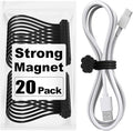 SOOOEC Magnetic Cable Ties 20 Pack, Cute Cloud 7.2" Silicone All Black | Strong by SOOOEC